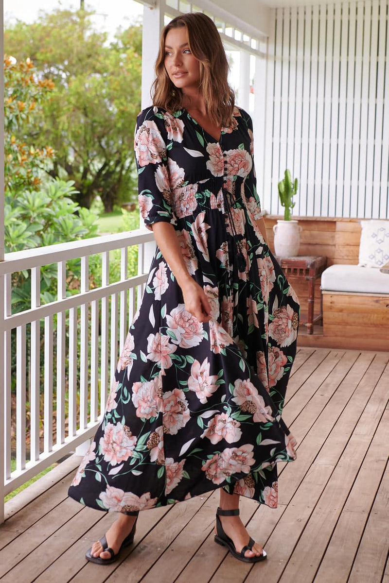 Indiana Maxi Dress | Peach Wildflower – Milk Fashion